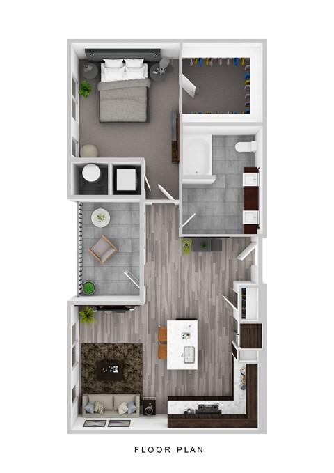 Floor plan for 1 bed, 1 bath, 819 sqft